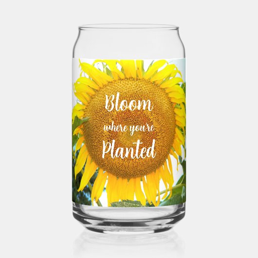 Bloei waar je geplant gele zonnebloem blikvorm glas (Voorkant)