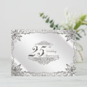 Bloei Zilveren 25e Hochzeit jubileum uitnodiging (Staand voorkant)