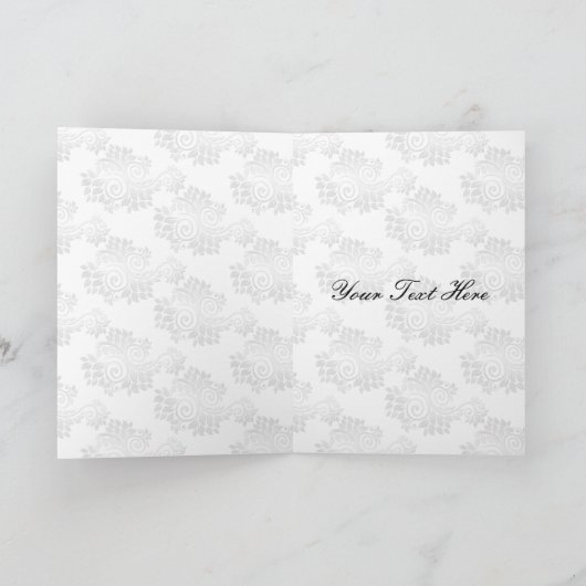 Bloei zilveren monogram bruiloft dank u bedankkaart (Binnen)