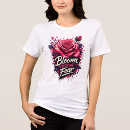 Bloei Zonder Vrees Roze Roos Bloemig T-Shirt