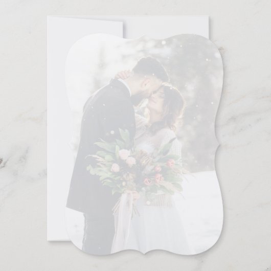  Bloei Zwart Monogram Foto Huwelijk Kaart (Achterkant)