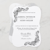  Bloei Zwart Monogram Foto Huwelijk Kaart (Voorkant / Achterkant)