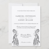  Bloei Zwart Monogram Foto Huwelijk Kaart (Voorkant)