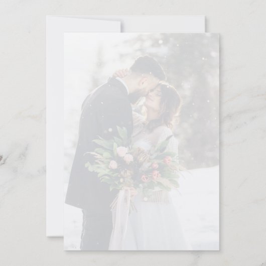  Bloei Zwart Monogram Foto Huwelijk Kaart (Achterkant)