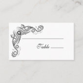  Bloei Zwart Monogram Huwelijk Plaatskaartje (Voorkant)