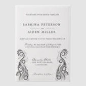  Bloei Zwart Monogram Huwelijk Vellum Uitnodigingen (Voorkant)