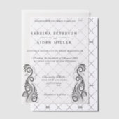  Bloei Zwart Monogram Huwelijk Vellum Uitnodigingen (Offset (Uitnodiging))