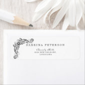  Bloei Zwart Monogram Trouwadres Etiket (Insitu)