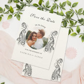 Bloei Zwart Monogram Trouwfoto Save The Date
