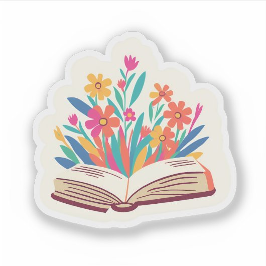 Bloeiboek | Boek Liefhebber Bloemen Bloemen  Sticker (Voorkant)