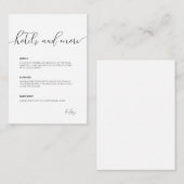 Bloeien · Delicaat Modern Script · Zwart & Wit Informatiekaartje (Voorkant / Achterkant)