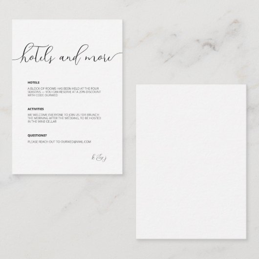 Bloeien · Delicaat Modern Script · Zwart & Wit Informatiekaartje (Voorkant / Achterkant)