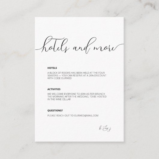 Bloeien · Delicaat Modern Script · Zwart & Wit Informatiekaartje (Voorkant)