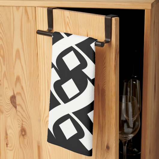 Bloeien Elegant Zwart-wit Theedoek (Derde Gevouwen)