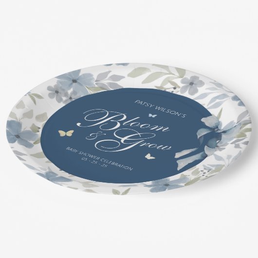 Bloeien en groeien Baby shower Papieren Bordje (Gekanteld)