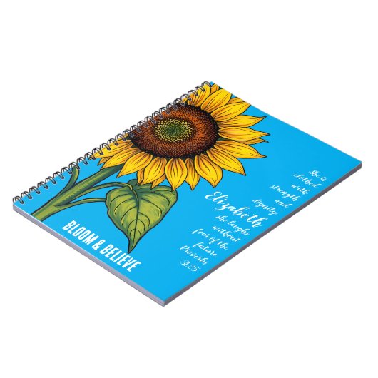 Bloeien & geloven | Aangepast Zonnebloem Notitiebo Notitieboek (Linkerzijde)