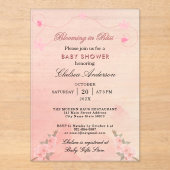 Bloeien in Bliss Blush Pink Baby shower Acryl Uitnodigingen (Voorkant)