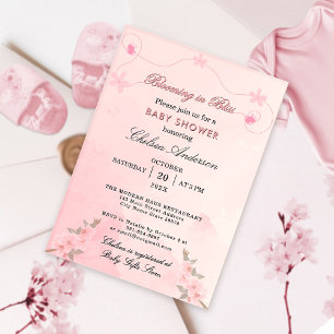 Bloeien in Bliss Blush Pink Baby shower Acryl Uitnodigingen