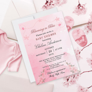 Bloeien in Bliss Pink Blossom Girl Baby shower Kaart