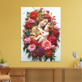 Bloeien in Devotie Godin & Baby Canvas Afdruk (Insitu (Woonkamer))