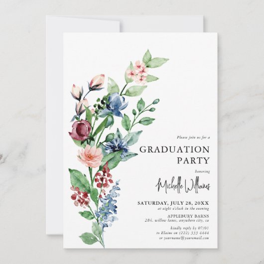 Bloeien in het feest van afstuderen kaart (Voorkant)