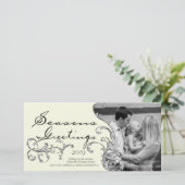 Bloeien Kerstfeest Foto Kaart Sjabloon (Staand voorkant)