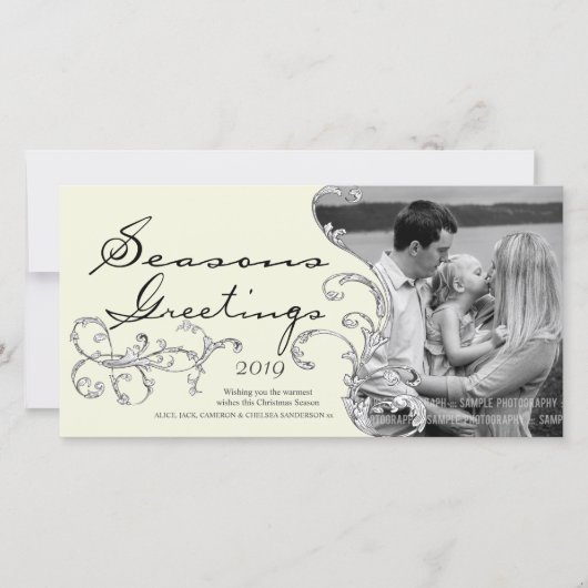 Bloeien Kerstfeest Foto Kaart Sjabloon (Voorkant)