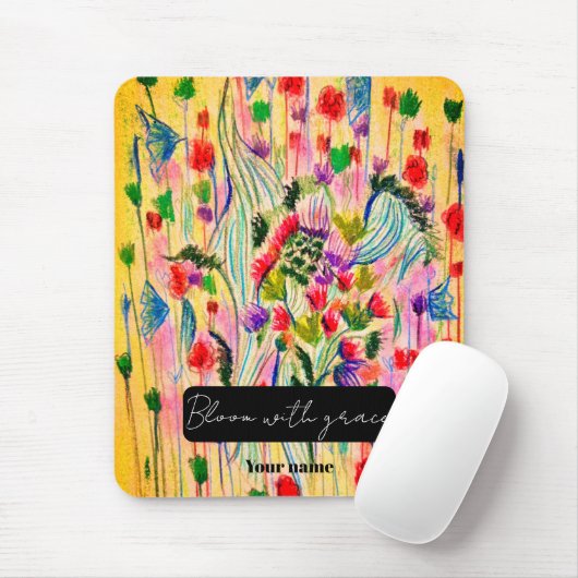 Bloeien met gratie | Kleurrijke Floral Mousepad Muismat (Met muis)