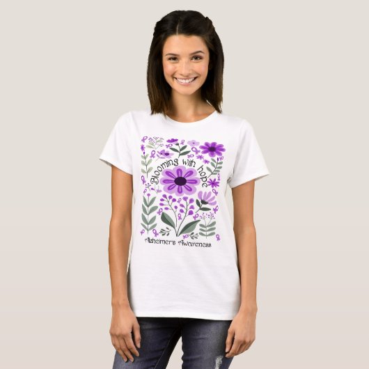 Bloeien met hoop op Alzheimer T-shirt (Voorkant volledig)