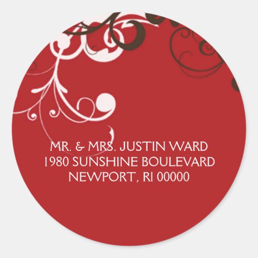 bloeien; rood adres ronde sticker (Voorkant)