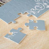  bloeien Scroll Blue foto Sla de datum op Legpuzzel (Zijkant)