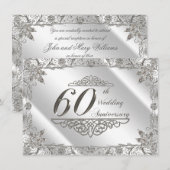 Bloeiend 60-jarig diamanten huwelijksfeest uitnodi kaart (Voorkant / Achterkant)