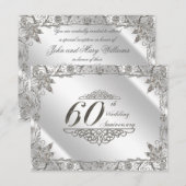 Bloeiend 60-jarig diamanten huwelijksfeest uitnodi kaart (Voorkant / Achterkant)