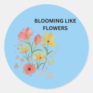 Bloeiend Als Bloemen Waterverf Bloemen Ronde Sticker