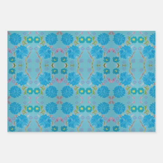 Bloeiend Blauwe Bloemen Inpakpapier (Voorkant 3)
