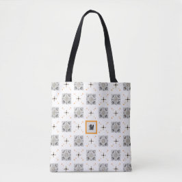 Bloeiend bloemmotief met de hand getekende krabbel tote bag