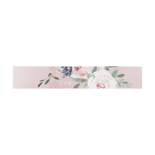 Bloeiend botanisch blozend bloemig huwelijksmonogr uitnodigingen wikkel (Vlak)