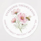 Bloeiend Cosmos Tuinfeest Retouradres Labels (Design 1)