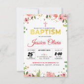 Bloeiend Geloof: Roze Bloemdoop Uitnodiging (Voorkant)