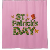 Bloeiend Geluk: Bloemen St. Patrick's Day Douchegordijn (Voorkant)