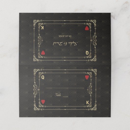 Bloeiend Goud Art Deco Casino Vegas Poker Huwelijk Plaatskaartje (Buitenkant ongevouwen)