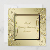 Bloeiend Goud Zwart 50ste Huwelijksjubileum Kaart (Voorkant)