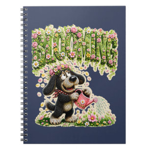 Bloeiend grappig bloemig honden T-shirt voor bloem Notitieboek