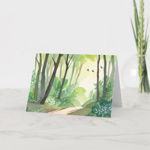Bloeiend groen bos Natuur aquarel Kaart