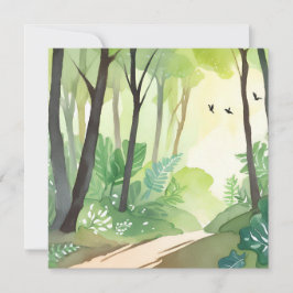 Bloeiend groen bos | Natuur aquarel Kaart