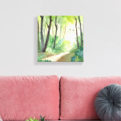 bloeiend groen bos | Natuur Waterverf Canvas Afdruk (Insitu (Woonkamer))