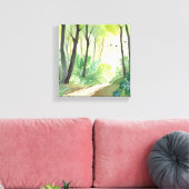 bloeiend groen bos | Natuur Waterverf Canvas Afdruk (Insitu (Woonkamer))