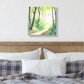 bloeiend groen bos | Natuur Waterverf Canvas Afdruk (Insitu (Slaapkamer))