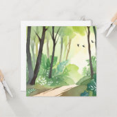 bloeiend groen bos | Natuur Waterverf Kaart (Voorkant / Achterkant in situ)