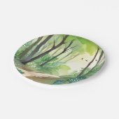 bloeiend groen bos | Natuur Waterverf Papieren Bordje (Gekanteld)